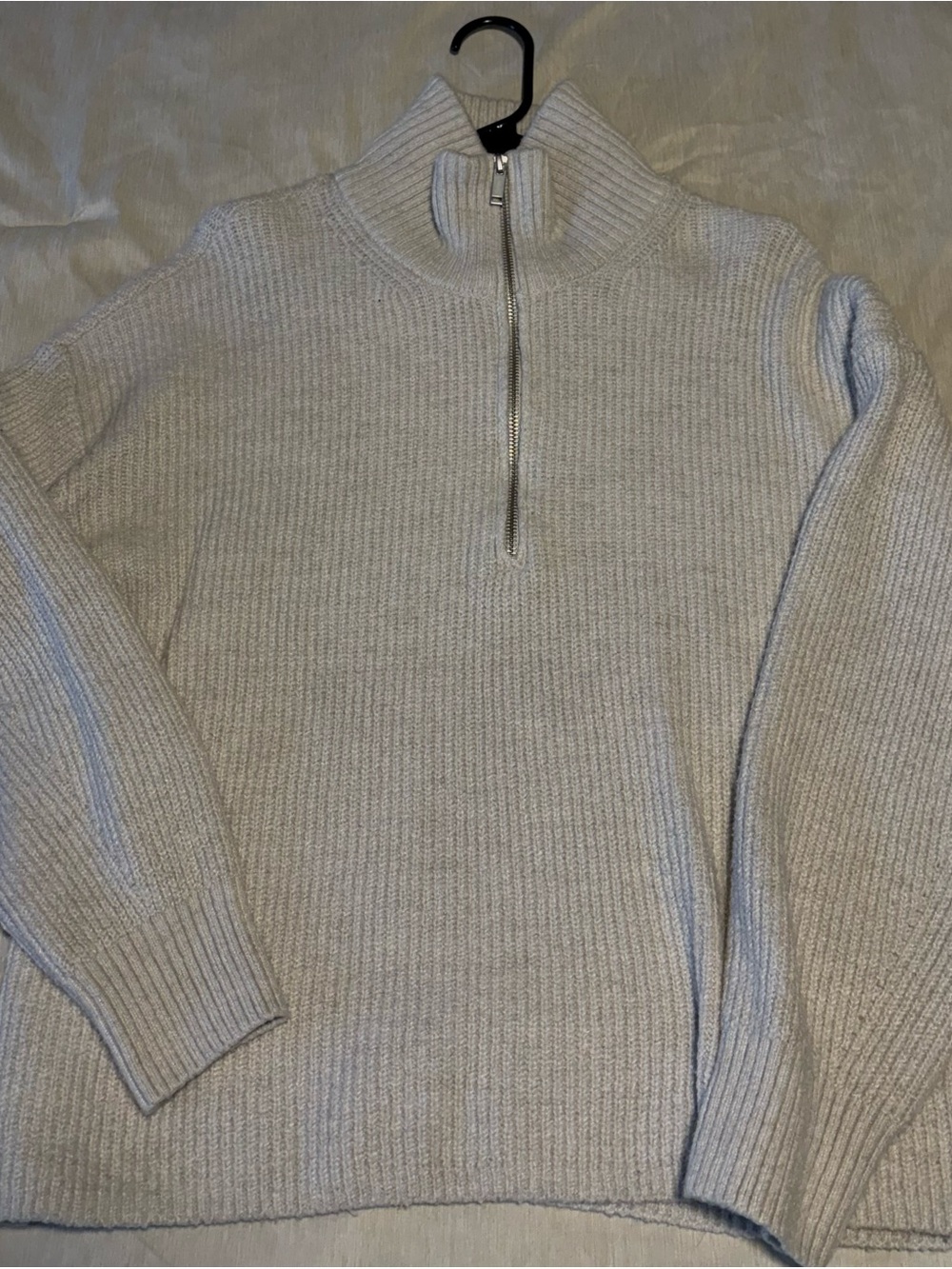 Old Navy Women's Light Gray Half-Zip Ribbed Sweater
